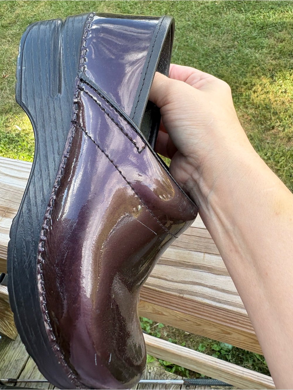 Dansko Glossy Burgundy Slip-On Clogs - Picture 5 of 5